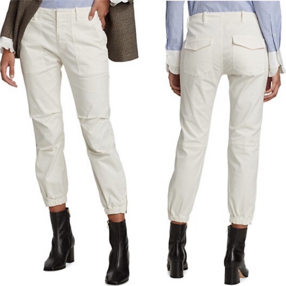 Nili Lotan Cropped French Military White Old Money Quiet Luxury jogger pant 0